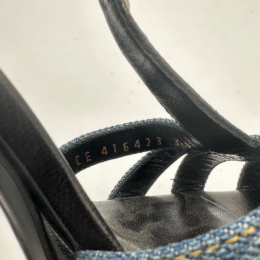 Yves Saint Laurent YSL Tribute 105 Sandal Blue Denim Pearl Size 36 EU / 6 US New - Picture 8 of 9